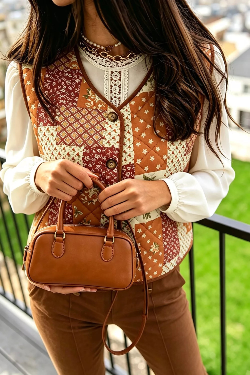 Harvest Meadow Quilted Vest – Pumpkin in Pumpkin, product image 2