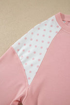 Millie Polka Dot Cropped Two-Piece Set in Pale Blush and Light Blue, product image 8