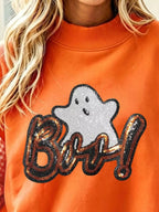 Boo Crew Sequin Ghost Sweatshirt – Orange in Orange, product image 3