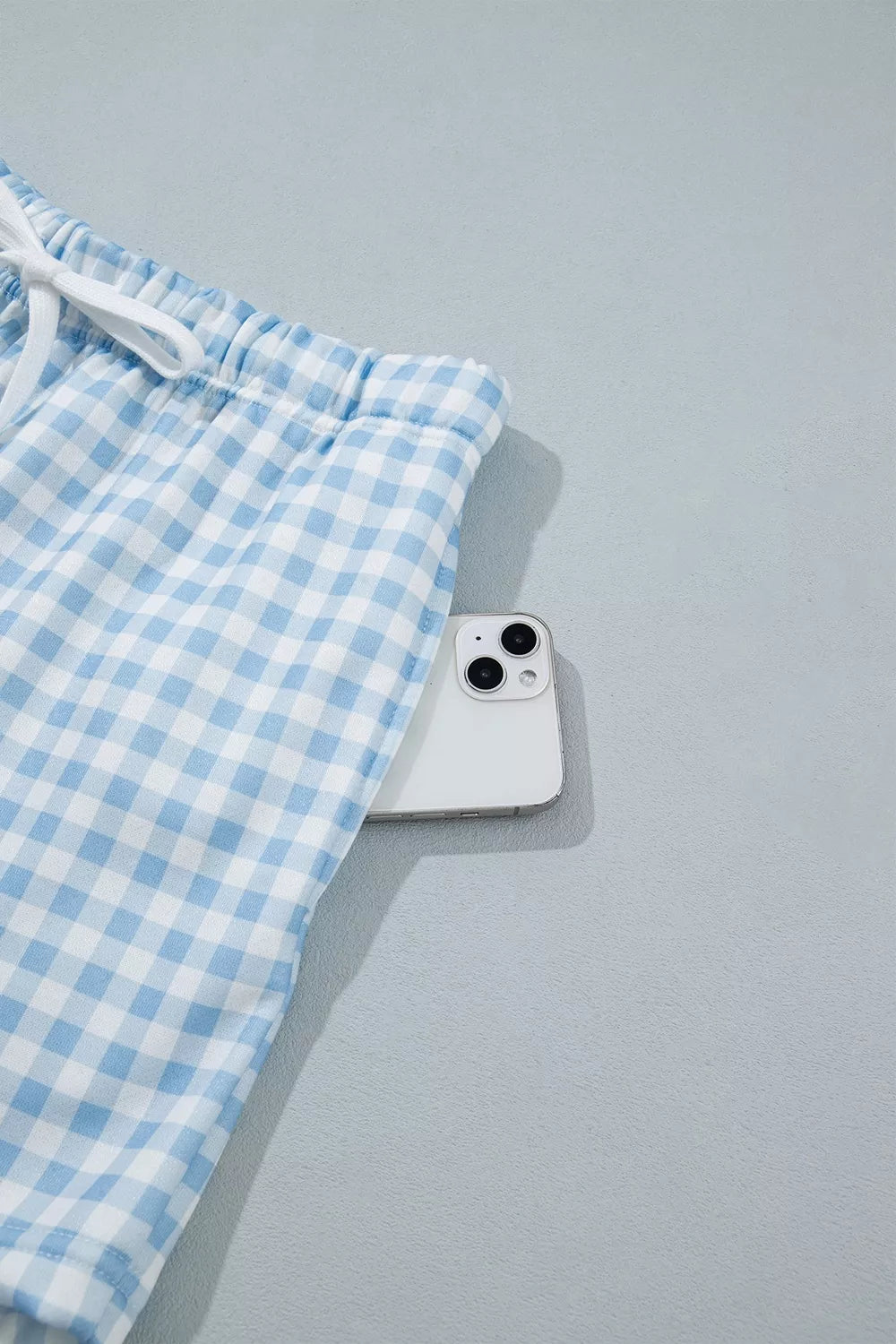 Hattie Gingham Sweatshirt & Shorts Set – Light Blue in Light Blue, product image 9