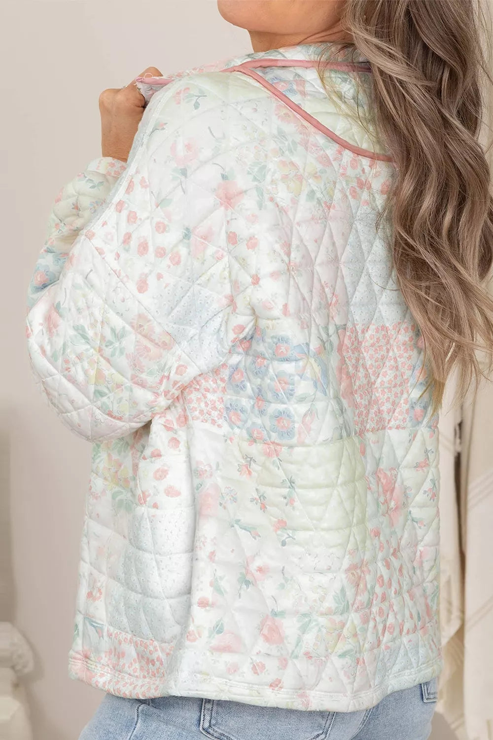 Rosalie Quilted Floral Pullover – Dusty Pink in Dusty Pink, product image 4
