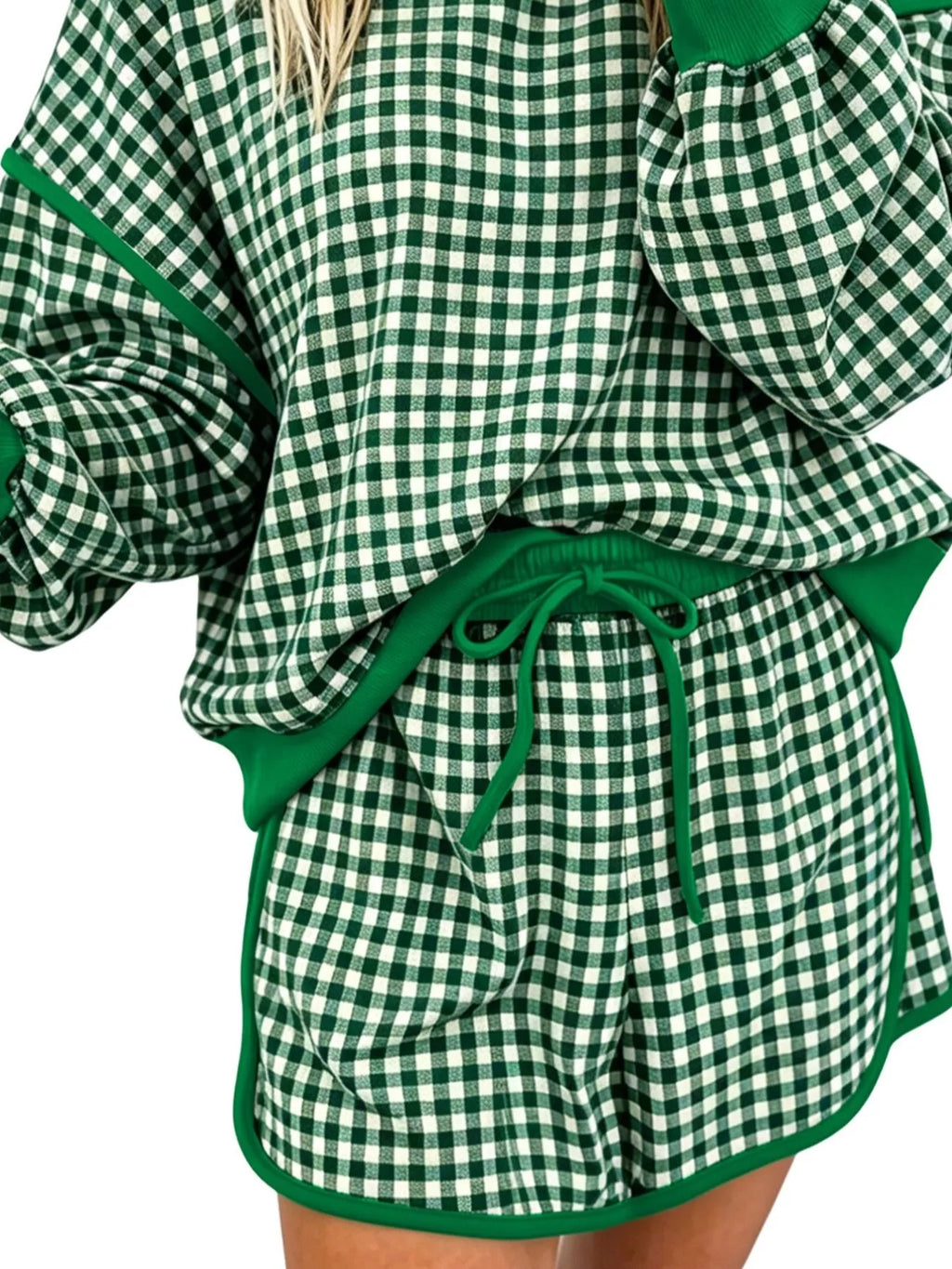 Ivy Gingham Tie-Hem Lounge Set – Moss in Moss, product image 3