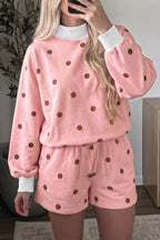 Dottie Polka Dot Lounge Set – Pale Blush in Pale Blush styled on model