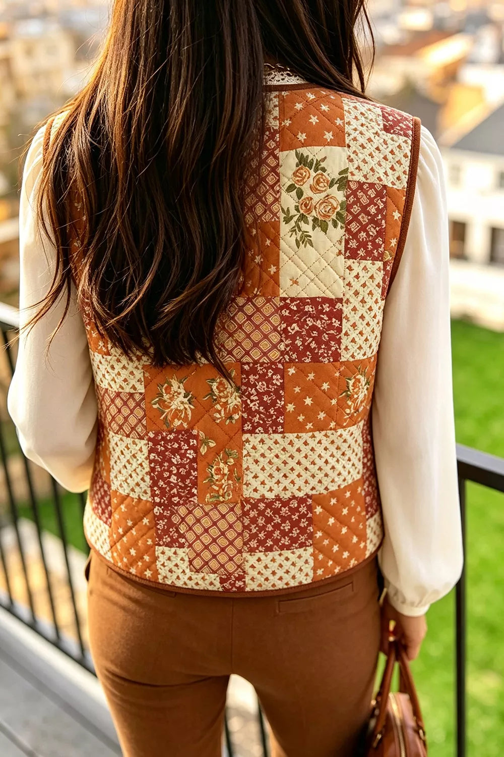 Harvest Meadow Quilted Vest – Pumpkin in Pumpkin, product image 3