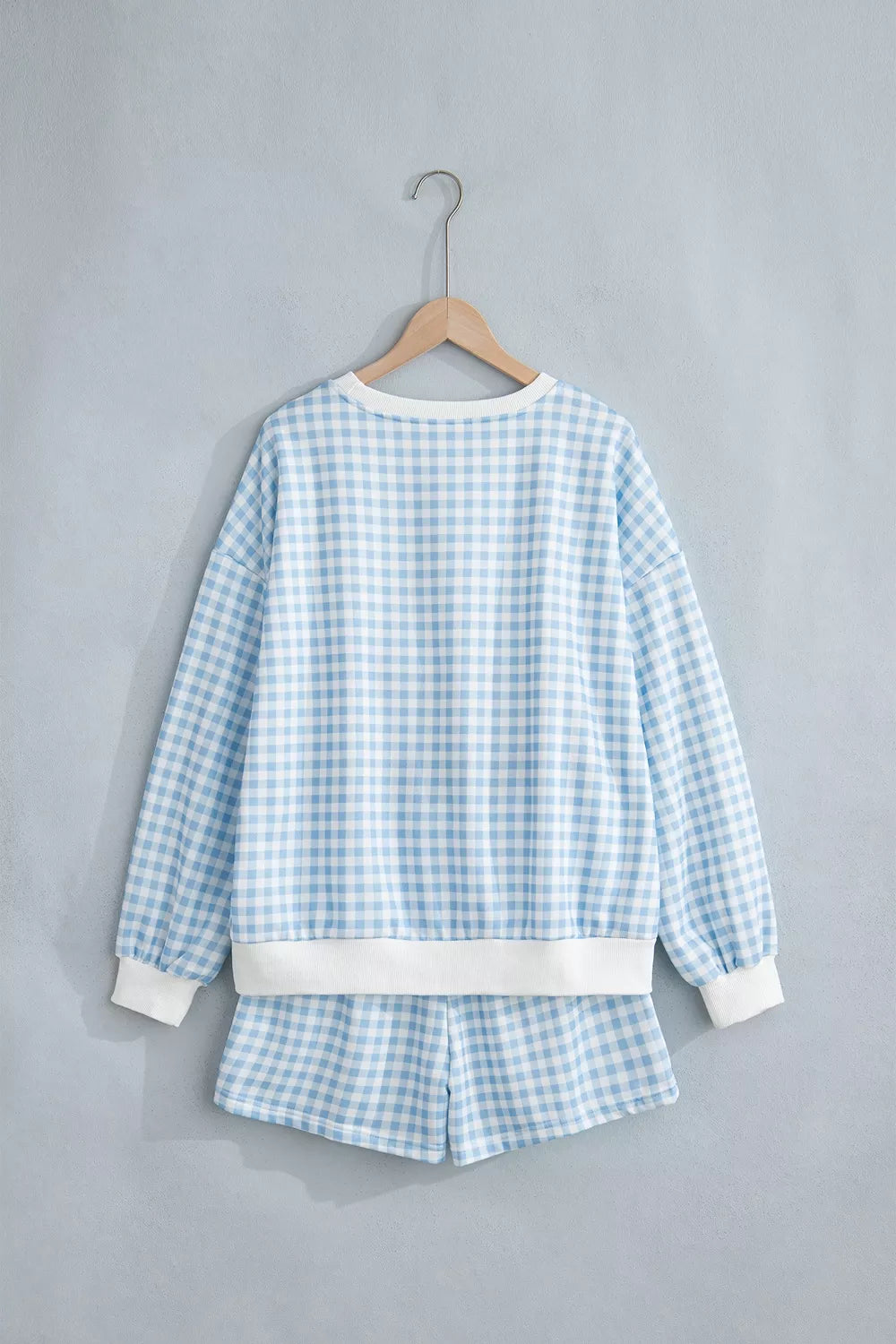 Hattie Gingham Sweatshirt & Shorts Set – Light Blue in Light Blue, product image 5