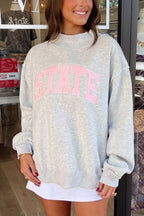 State Spirit Oversized Sweatshirt – Gray in Gray styled on model