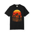 Western Sunset Riders Comfort Colors graphic tee in Black, front view
