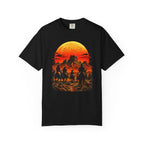 Western Sunset Riders Comfort Colors graphic tee in Black, front view