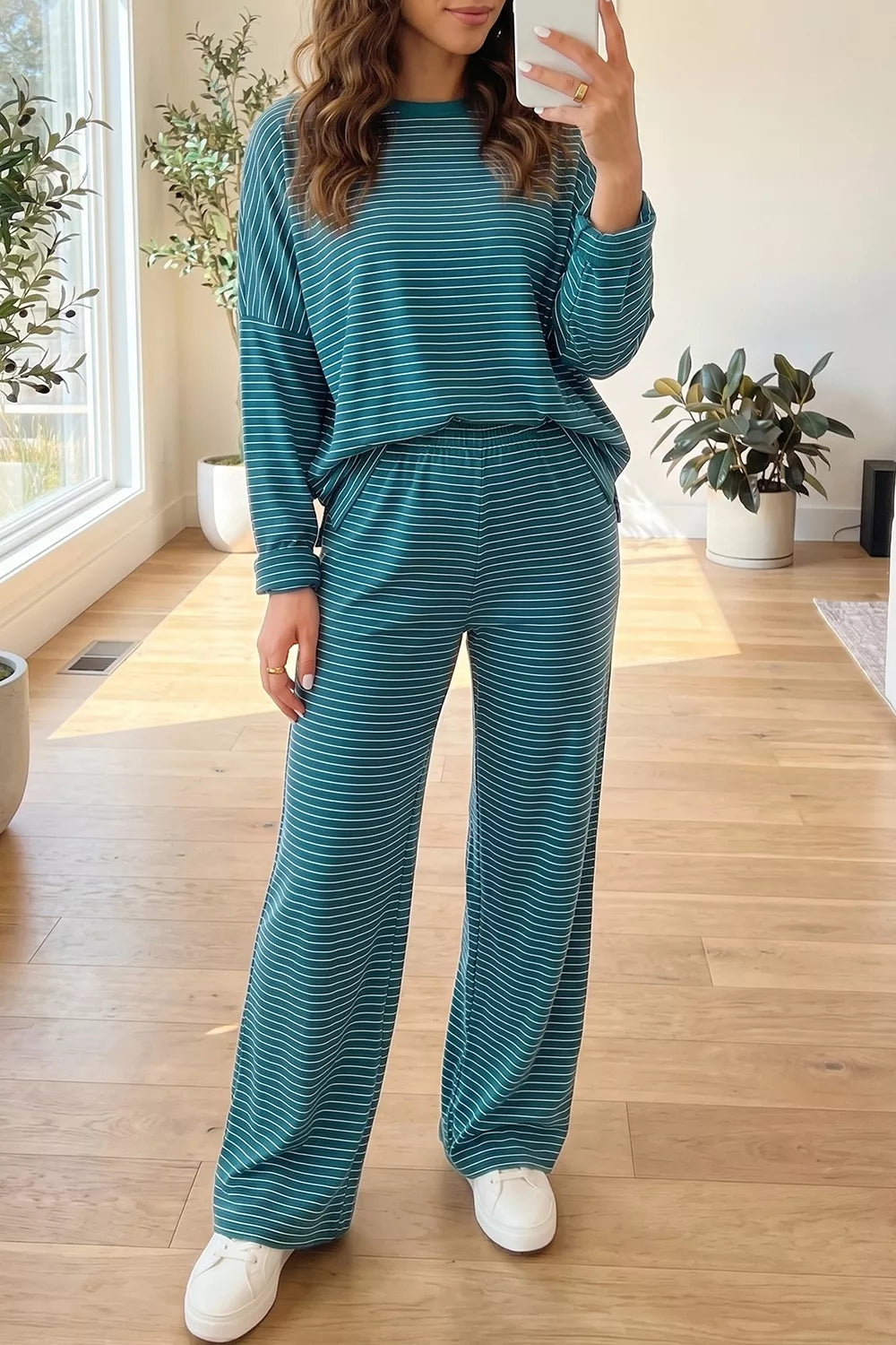 Haven Striped Pants Lounge Set – Air Force Blue in Air Force Blue, product image 5
