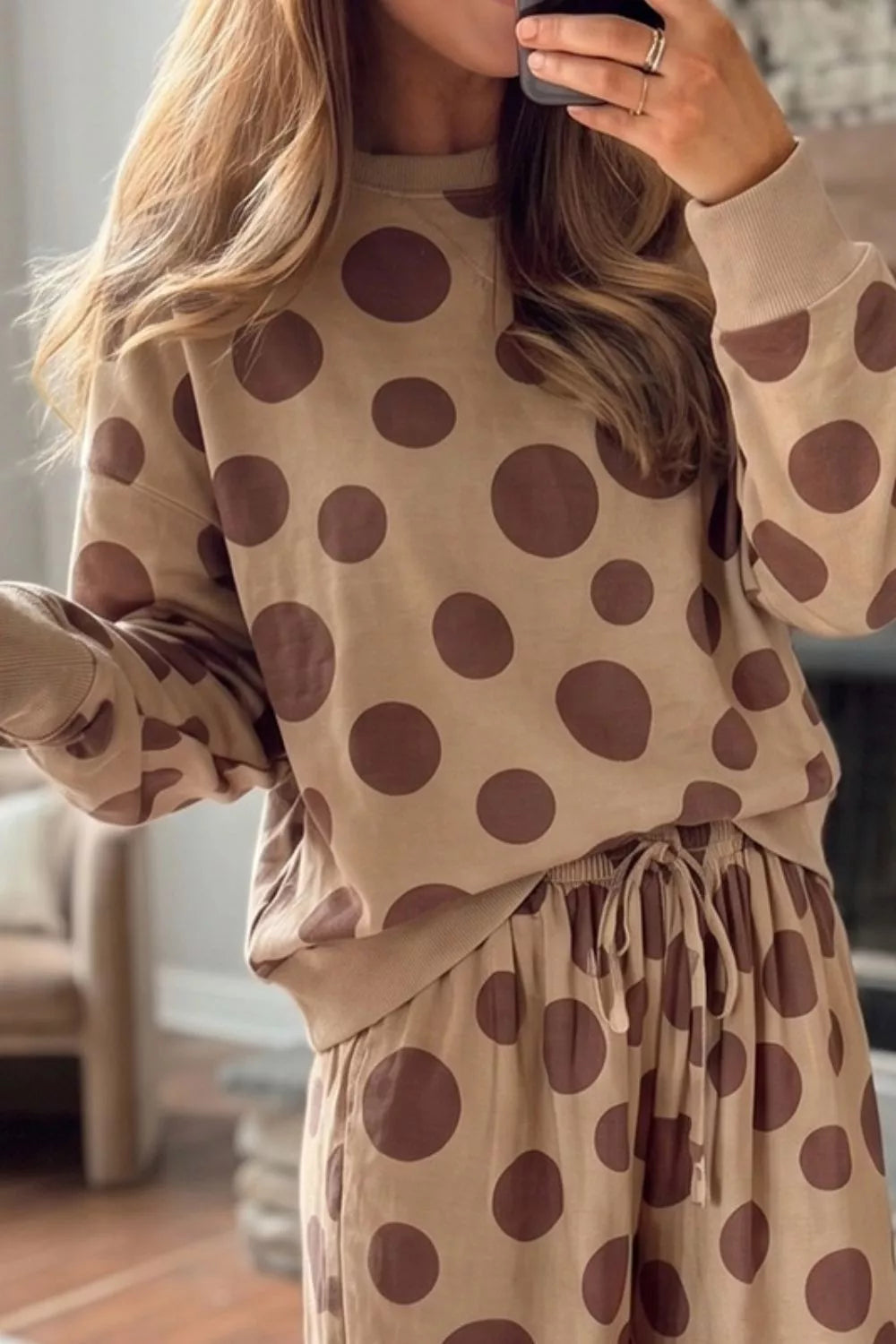 Sutton Polka Dot Lounge Set – Khaki in Khaki, product image 2