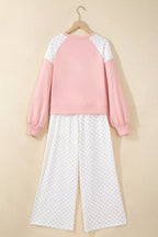 Millie Polka Dot Cropped Two-Piece Set in Pale Blush and Light Blue, product image 5