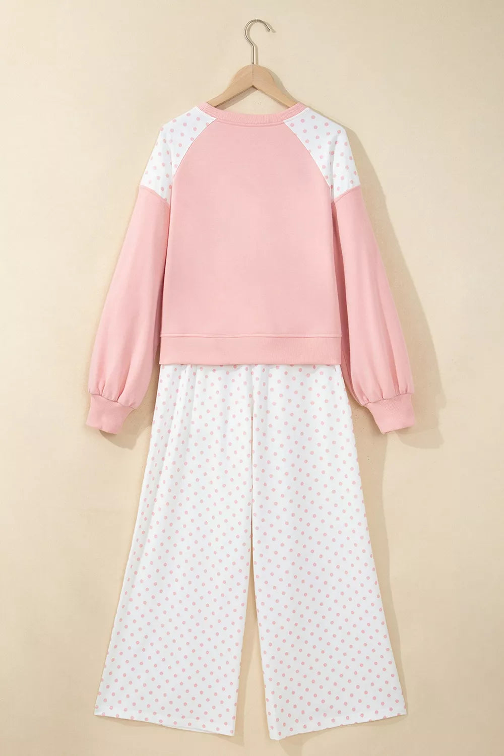 Millie Polka Dot Cropped Two-Piece Set in Pale Blush and Light Blue, product image 5