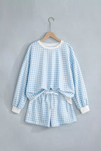 Hattie Gingham Sweatshirt & Shorts Set – Light Blue in Light Blue, product image 4