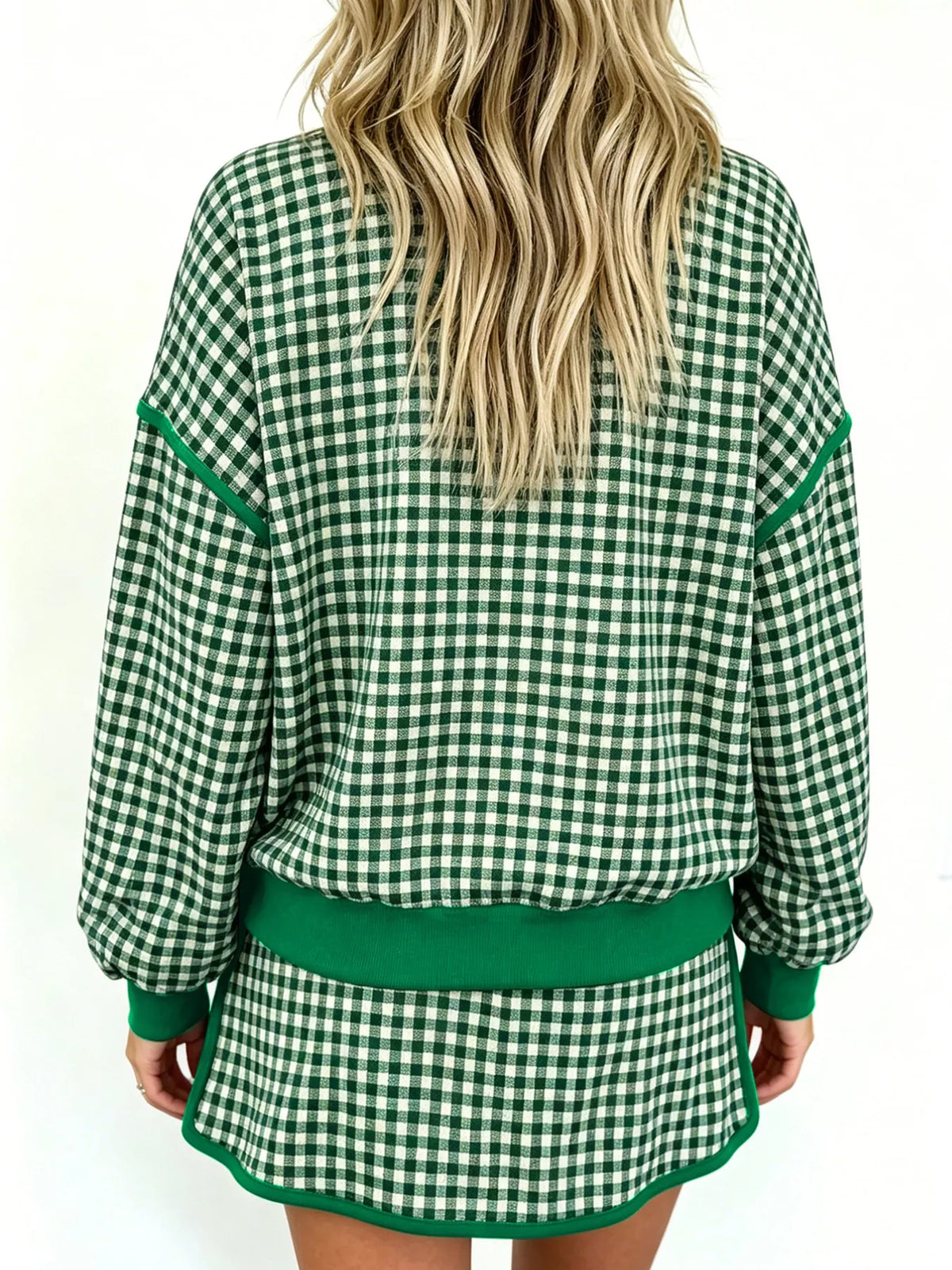 Ivy Gingham Tie-Hem Lounge Set – Moss in Moss, product image 2