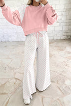 Millie Polka Dot Cropped Two-Piece Set in Pale Blush and Light Blue, product image 3