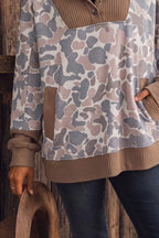 Aspen Camo Waffle Half-Zip Hoodie – Mocha in Mocha, product image 3
