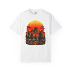Western Sunset Riders Comfort Colors graphic tee in White, front view
