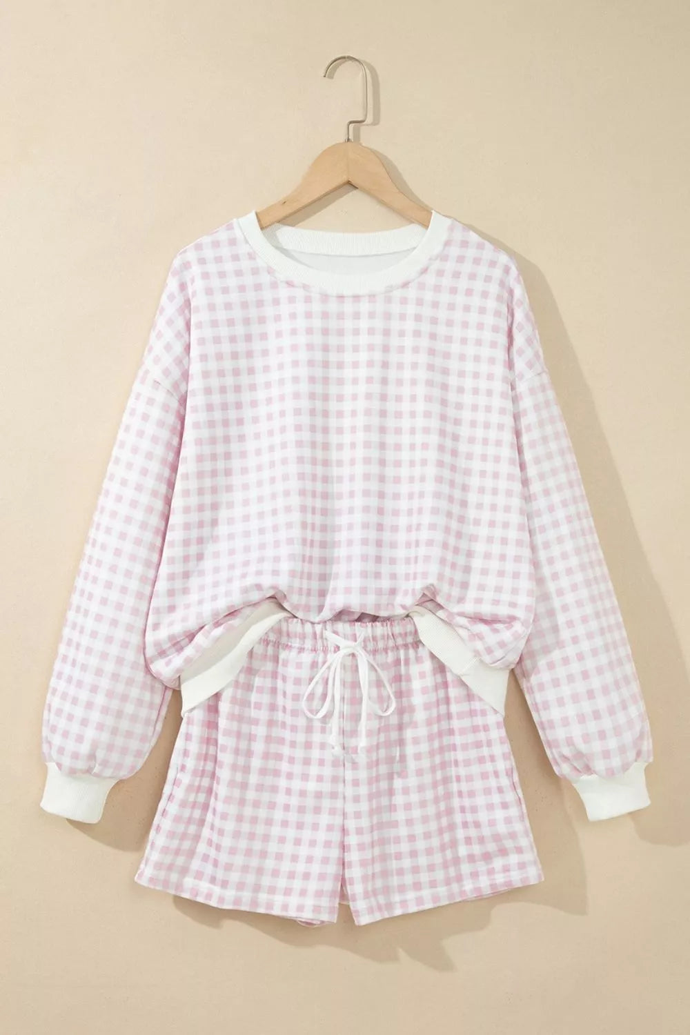 Poppy Oversized Gingham Lounge Set – Blush Pink in Blush Pink, product image 7