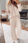 Sunday Morning Floral Pajama Set – Blush Pink in Blush Pink styled on model