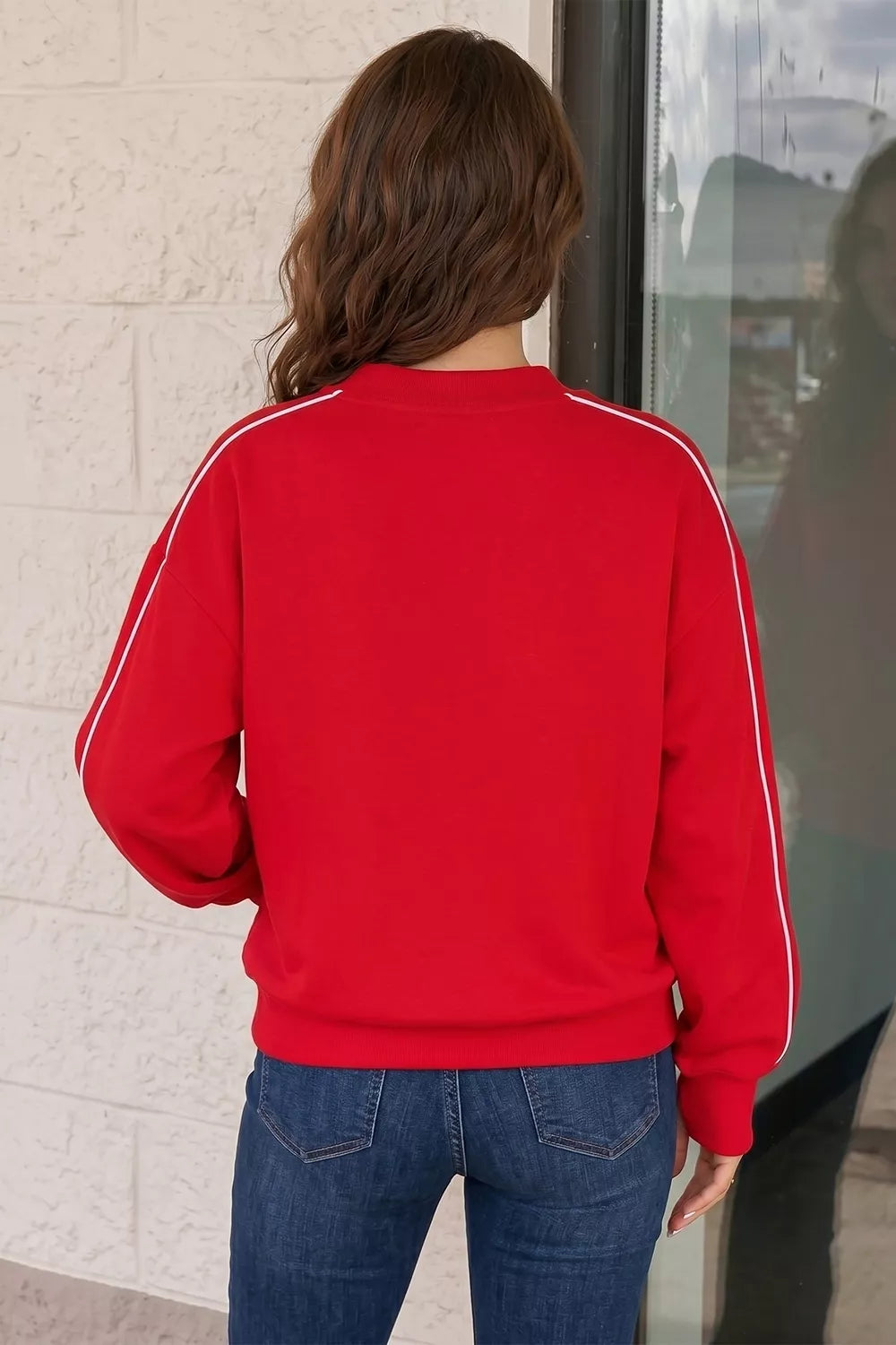 Reese Stand-Collar Sweatshirt – Red in Red, product image 2