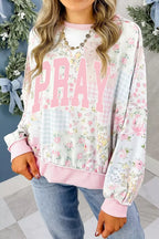 Pray Boldly Floral Patchwork Sweatshirt – Dusty Pink in Dusty Pink, product image 3
