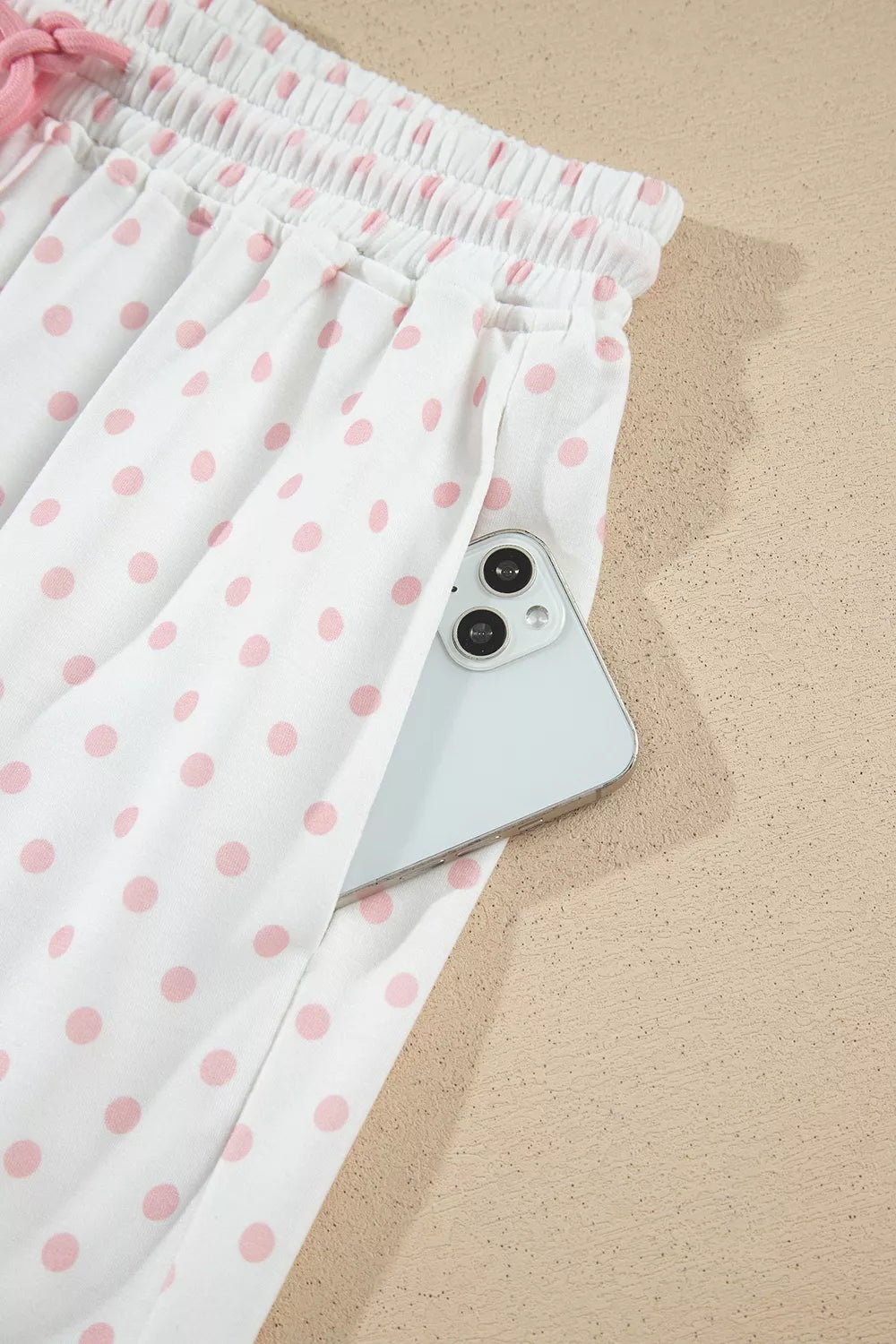 Millie Polka Dot Cropped Two-Piece Set in Pale Blush and Light Blue, product image 12