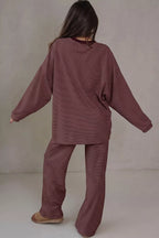 Mocha Muse Striped Wide-Leg Lounge Set – Brown in Brown, product image 2
