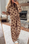 Sutton Polka Dot Lounge Set – Khaki in Khaki styled on model