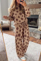 Sutton Polka Dot Lounge Set – Khaki in Khaki styled on model