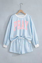 Pray Boldly Gingham Lounge Set – Light Blue in Light Blue, product image 5
