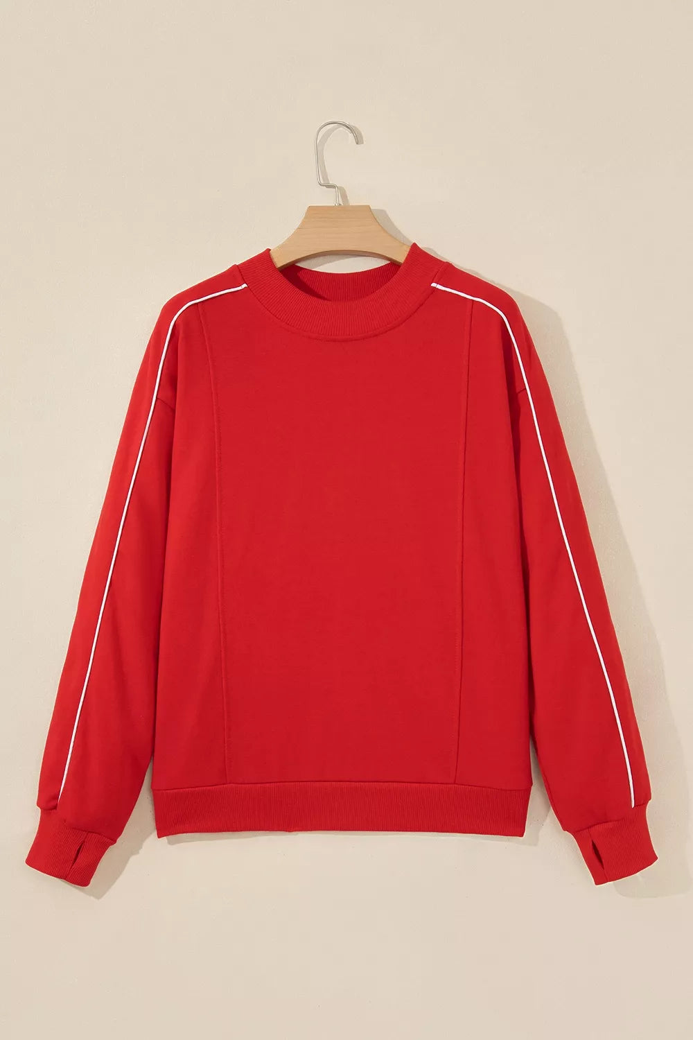 Reese Stand-Collar Sweatshirt – Red in Red, product image 5