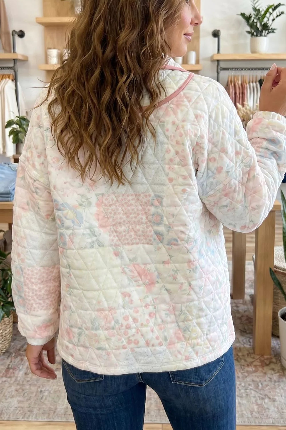 Rosalie Quilted Floral Pullover – Dusty Pink in Dusty Pink, product image 3