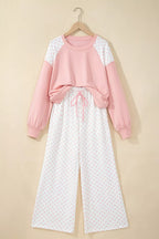 Millie Polka Dot Cropped Two-Piece Set in Pale Blush and Light Blue, product image 4