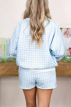Hattie Gingham Sweatshirt & Shorts Set – Light Blue in Light Blue, product image 2