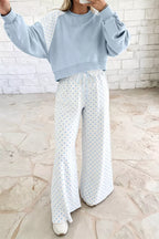Millie Polka Dot Cropped Two-Piece Set in Pale Blush and Light Blue, product image 15