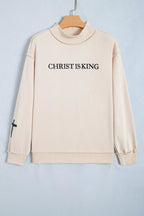 Christ Is King Embroidered Sweatshirt – Beige in Beige, product image 3